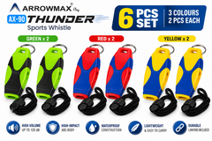 Arrowmax Sports Referee Safety Emergency Whistle with Lanyard | Loud Whistle for Sports, Coaching & Emergency Use