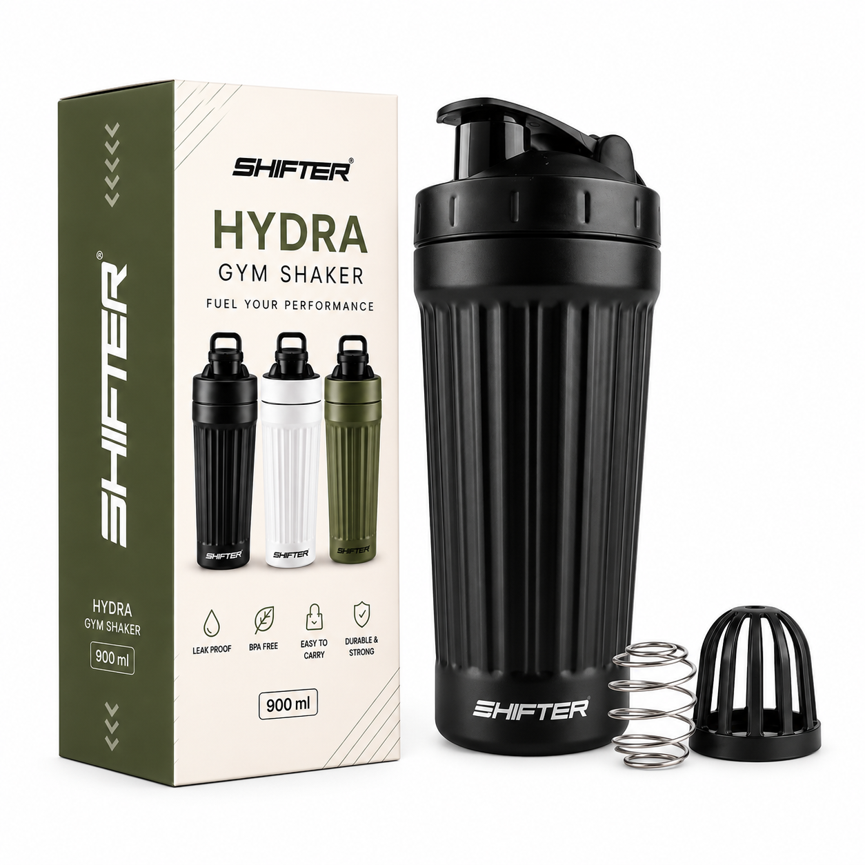 steel shaker bottle bpa free gym workout sipper metal black