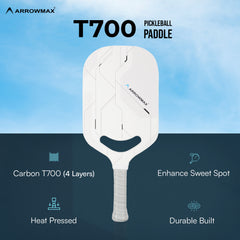 Pickleball Racket 4 Layer T-700 Carbon Heat Pressed Edgeless Paddle-ThermoX