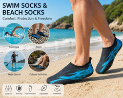 Lightweight swimming footwear anti slip sole beach shoes India black blue