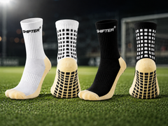 SHIFTER Premium Football Grip Socks | Anti-Slip Silicone Sports Socks for Men & Women | Cushioned Crew Socks for Football, Futsal, Cricket, Basketball, Gym & Running-2 Pair
