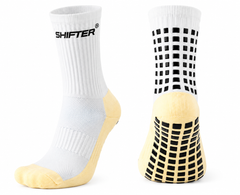 SHIFTER Premium Football Grip Socks | Anti-Slip Silicone Sports Socks for Men & Women | Cushioned Crew Socks for Football, Futsal, Cricket, Basketball, Gym & Running-2 Pair