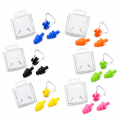 Swimming Ear Plugs and Nose Clip Set Pack of 6,12,24,60 | Waterproof Silicone Swimming Accessories for Adults & Kids
