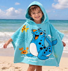 Kids Hooded Towel Shark Design | Soft Cotton Bath & Beach Towel for Boys & Girls (1–7 Years)