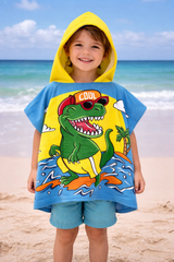 Kids hooded bath towel set cotton shark unicorn dinosaur designs for boys and girls India
