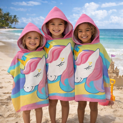 Cartoon kids hooded towels combo beach pool bath towel set for boys girls soft cotton