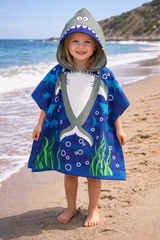 Soft cotton hooded towels for kids 1-7 years with colorful cartoon prints beach and bath poncho towels