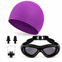 swimming cap women goggle set combo men boys girls big size