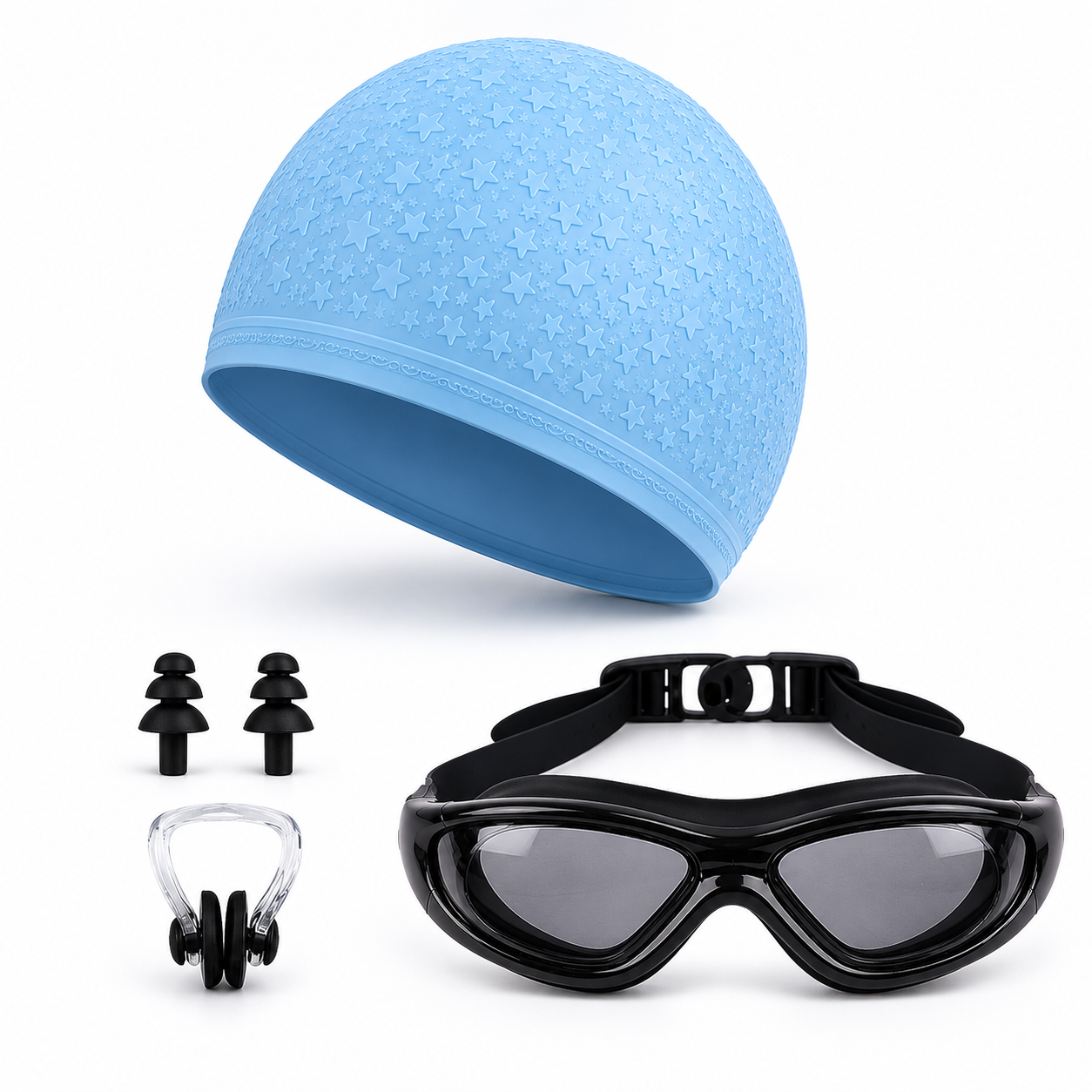 swimming cap goggle men women long hair earplug noseplug set