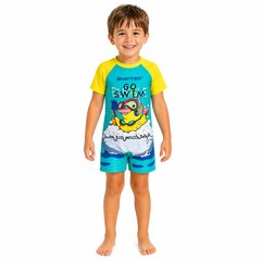 Shifter Kids Half-Sleeve One-Piece Swimsuit | Unisex Chlorine-Resistant Swimwear