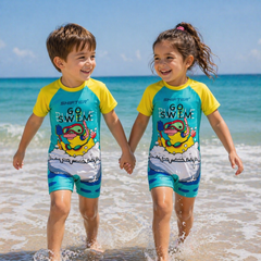 Shifter Kids Half-Sleeve One-Piece Swimsuit | Unisex Chlorine-Resistant Swimwear