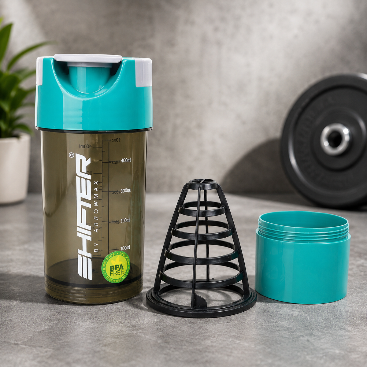 Gym Shaker Bottle with Mixing Ball & Storage Compartment | Protein Shaker Bottle for Gym, Fitness & Sports