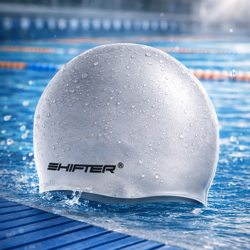 anti slip swimming cap silver grey for men women soft quality
