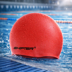 swimming cap red training adults kids stretchable free size