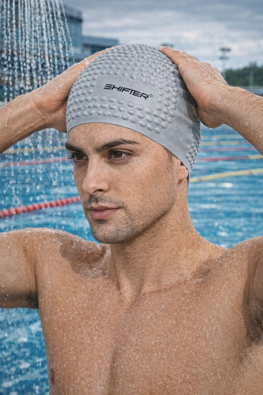 Bubble Swimming Cap Extra Stretch for Women & Men – Long Hair Friendly