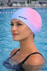Bubble Swimming Cap Extra Stretch for Women & Men – Long Hair Friendly