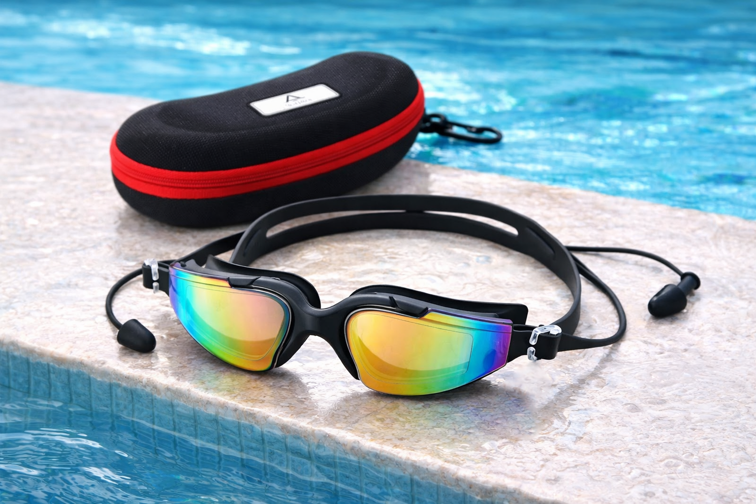 swimming goggles for men women attached eaeplugs anti fog