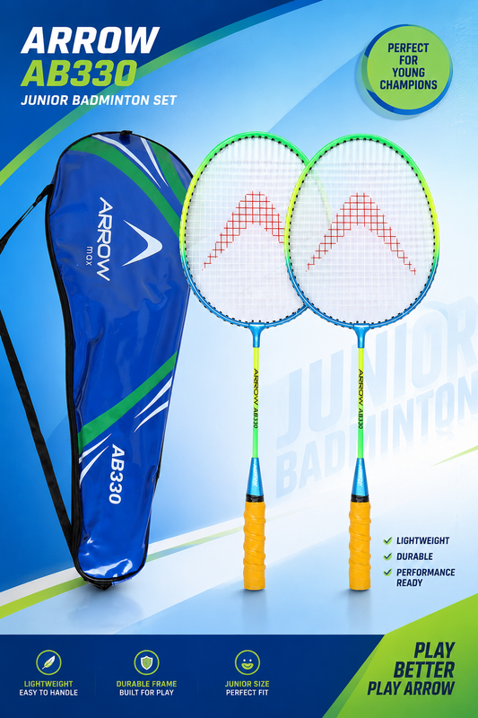 Lightweight junior badminton racket designed for kids and beginner players