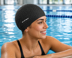 Swimming Cap Set with Anti-Fog Goggles, Ear Plugs & Nose Clip for Men & Women | Silicone Waterproof Swim Cap Combo