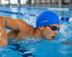 Swimming Cap Set with Anti-Fog Goggles, Ear Plugs & Nose Clip for Men & Women | Silicone Waterproof Swim Cap Combo