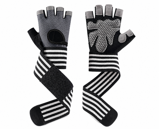 Premium Gym Gloves with Wrist Support Wraps for Men & Women | Weight Lifting, CrossFit, Fitness & Gym Workout Gloves | Anti-Slip Padded Hand Protection