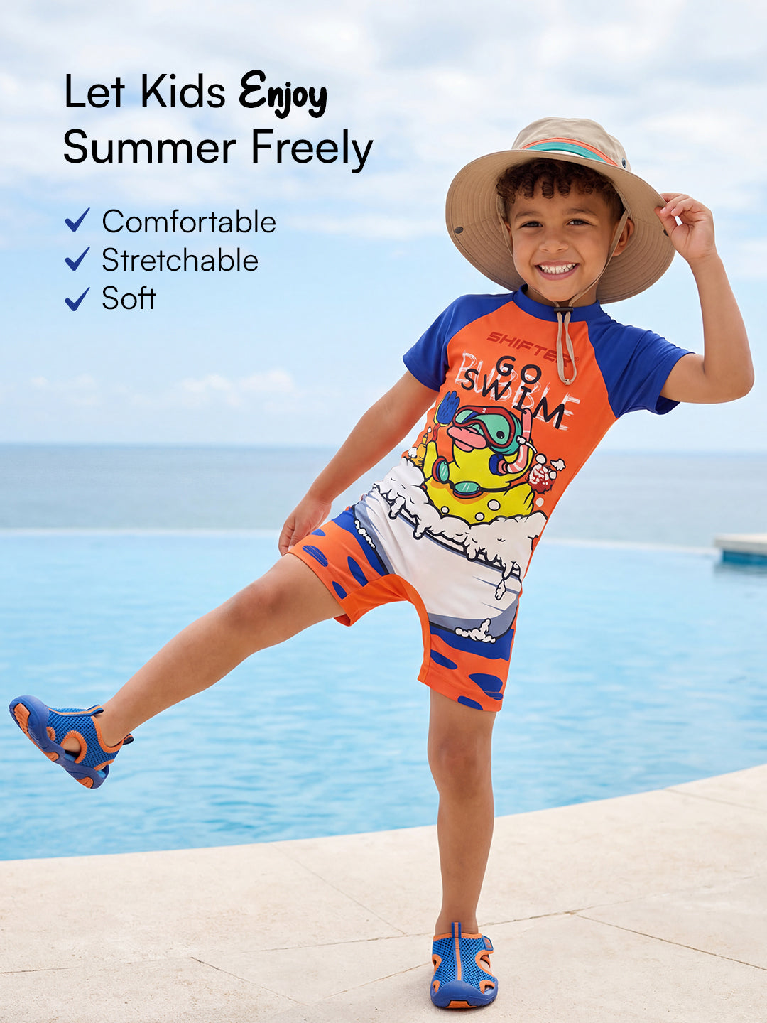 Kids quick dry swimwear for summer swimming activities Cute kids swimwear outfit for beach and pool play