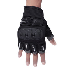 Premium Nylon Riding Gloves Half Cut Finger With Knuckles Bike Rider -Burnout