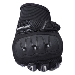 Premium Nylon Riding Gloves Half Cut Finger With Knuckles Bike Rider -Burnout