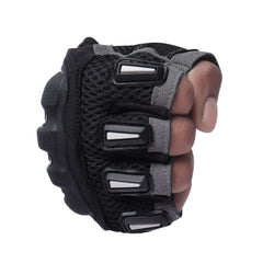 Premium Nylon Riding Gloves Half Cut Finger With Knuckles Bike Rider -Burnout