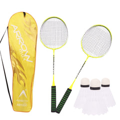 Badminton Racket Set of 2 with 3 Nylon Shuttles – Lightweight & Durable AB-1000