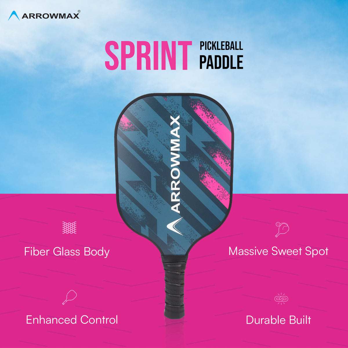 Arrowmax Fiberglass Pickleball Paddle - Sprint
