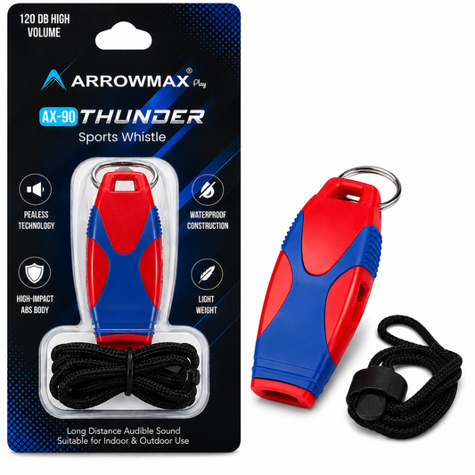 Arrowmax Sports Referee Safety Emergency Whistle with Lanyard | Loud Whistle for Sports, Coaching & Emergency Use