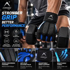 Gym Gloves for Men & Women with Wrist Support – Anti-Slip Padded Weight Lifting & Workout Gloves