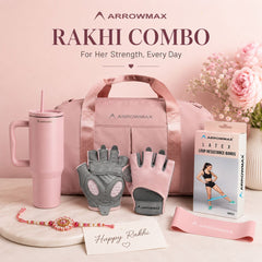 Rakhi Combo Gift for Sister with Gym Bag, Sipper, Gym Gloves and Resistance Loop Band