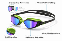 mirrored lens swim goggles for men women kids