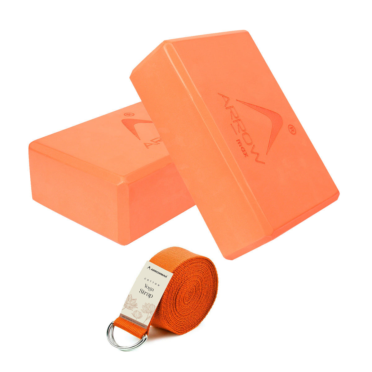 yoga brick orange blocks belt strap