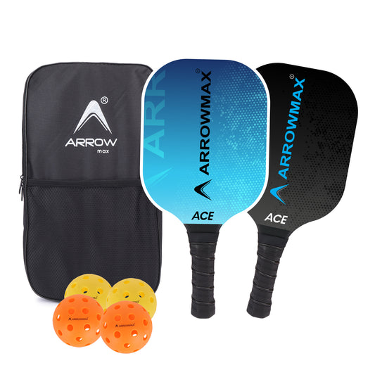 Pickleball Carbon Fibre Set of 2 Paddles 4 Balls Cover Bag-ACE